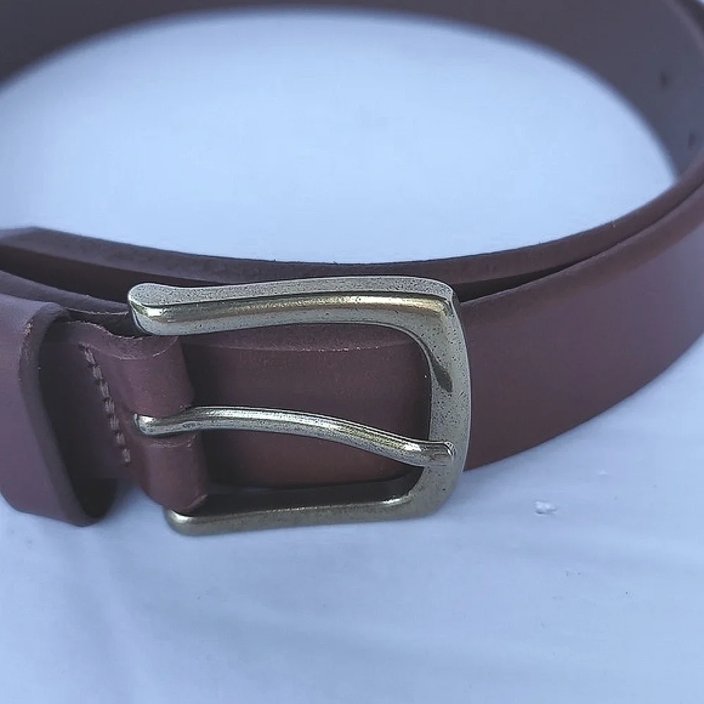Gap Men's Cognac Brown Brass Hardware Cowhide Leather Belt